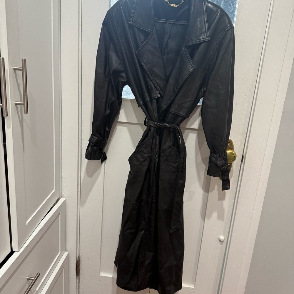 Black Leather Trench Coat
